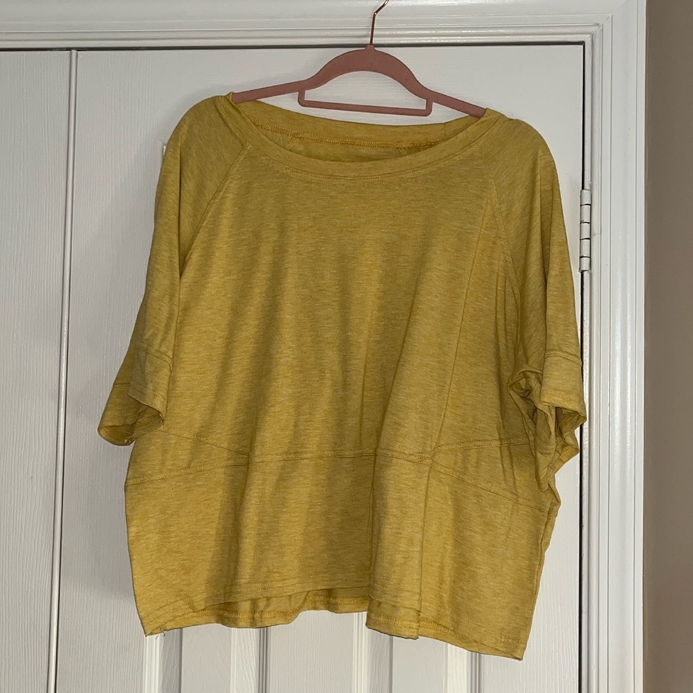 Crew Neck Loose Fit Batwing Top XXL Yellow
